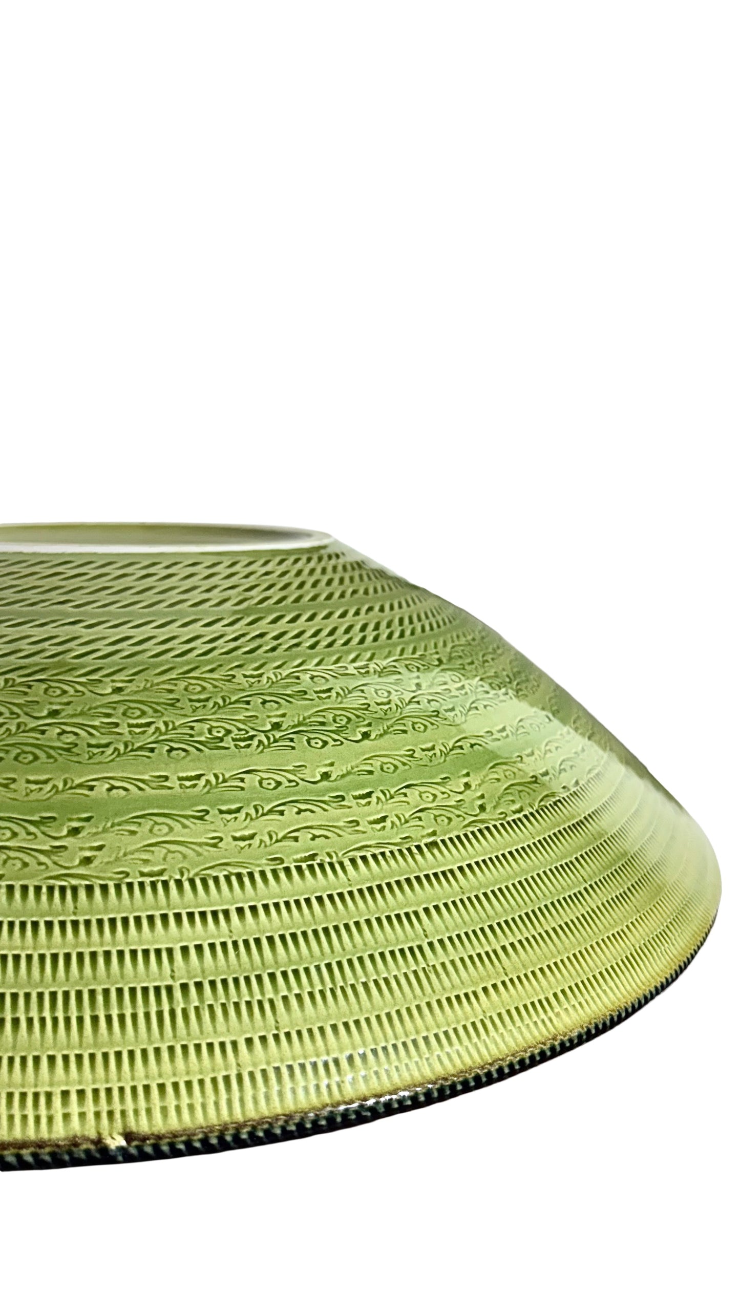 Large Hand-Glazed Italian Ceramic Serving Plate in Olive Green