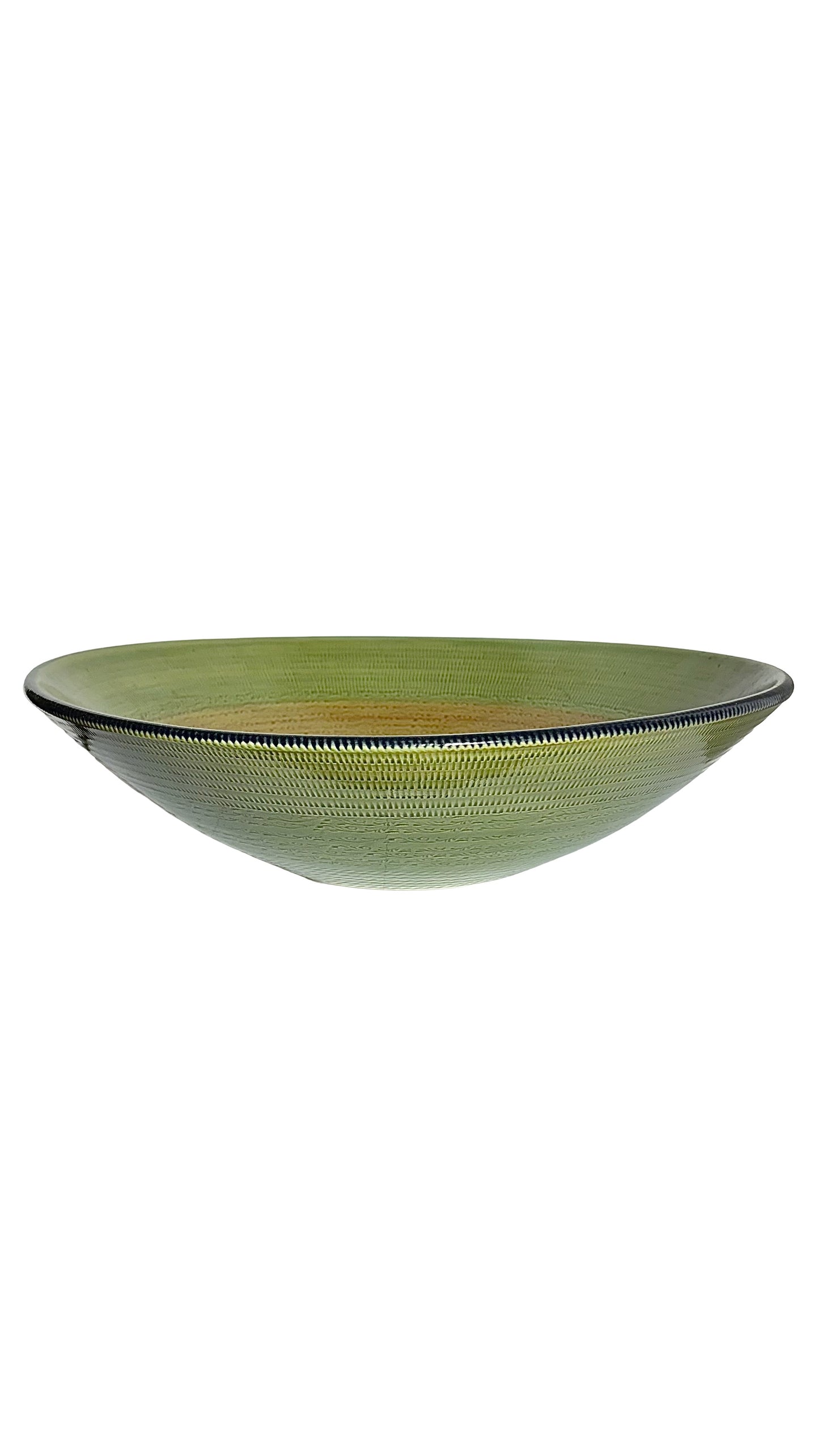 Large Hand-Glazed Italian Ceramic Serving Plate in Olive Green