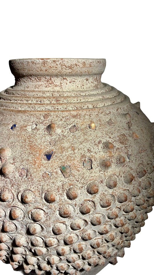 Vintage Terracotta Amphora with Sculpted Thorn Motif – Italy