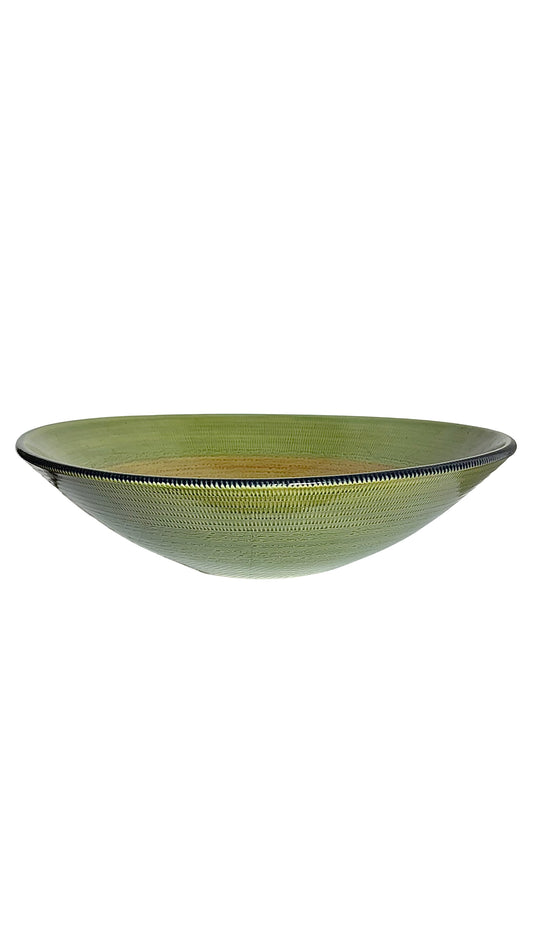 Large Hand-Glazed Italian Ceramic Serving Plate in Olive Green