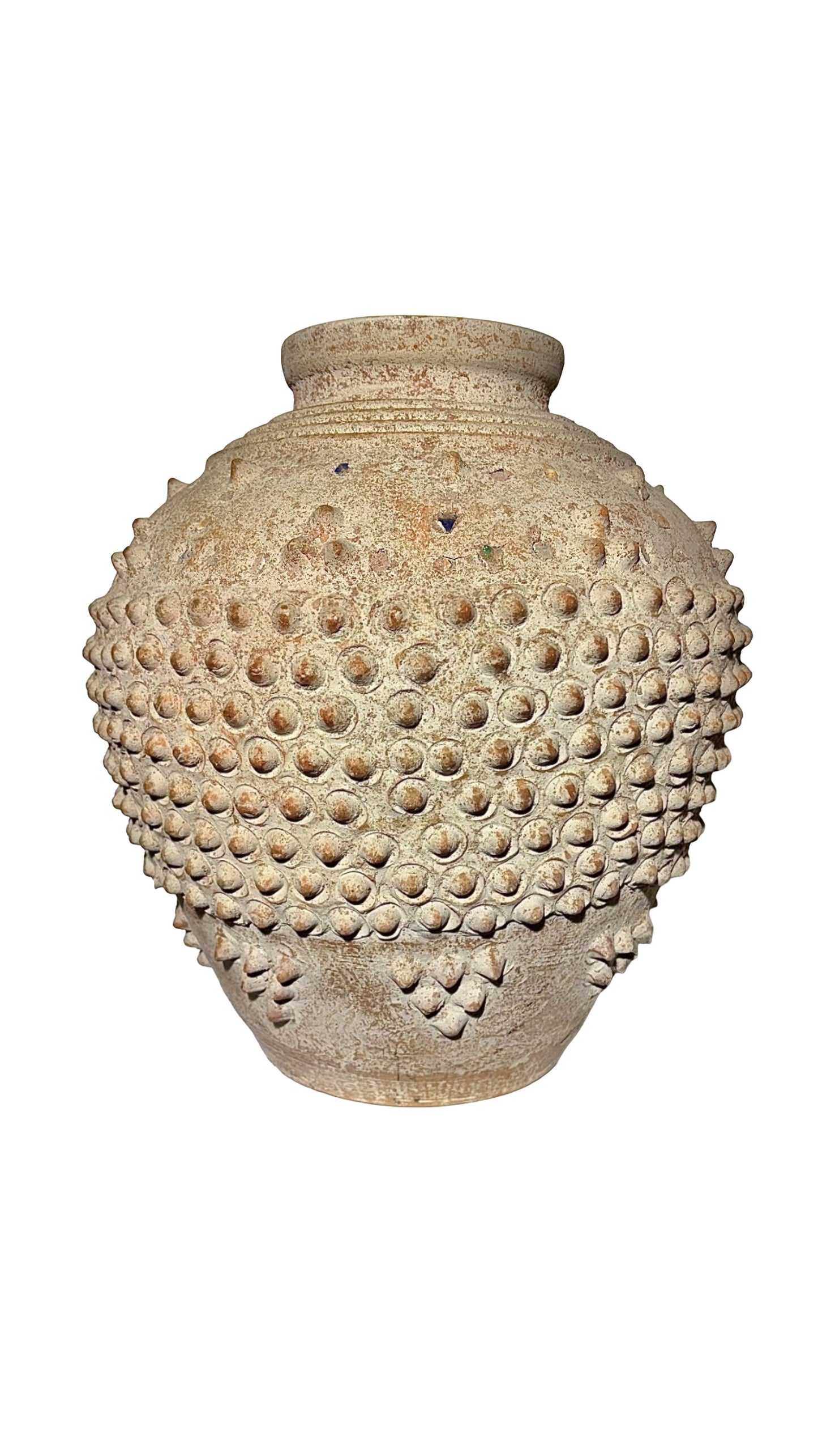 Vintage Terracotta Amphora with Sculpted Thorn Motif – Italy