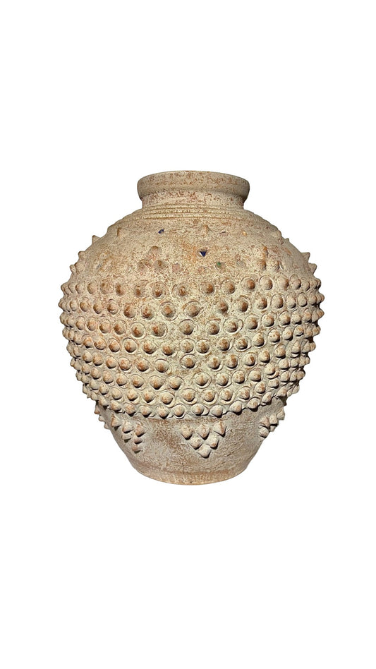 Vintage Terracotta Amphora with Sculpted Thorn Motif – Italy